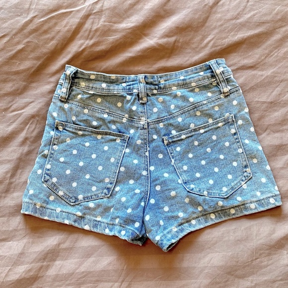 High waisted polka dot denim jean shorts - Picture 2 of 2